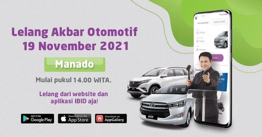 Lelang Akbar Otomotif IBID Manado Jumat, 19 November 2021