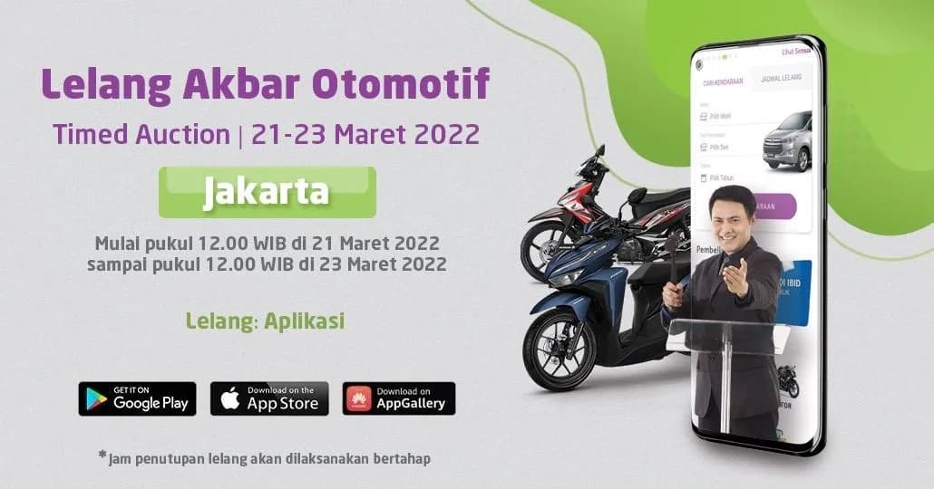 Jadwal Timed Auction Motor IBID Jakarta 21 - 23 Maret 2022