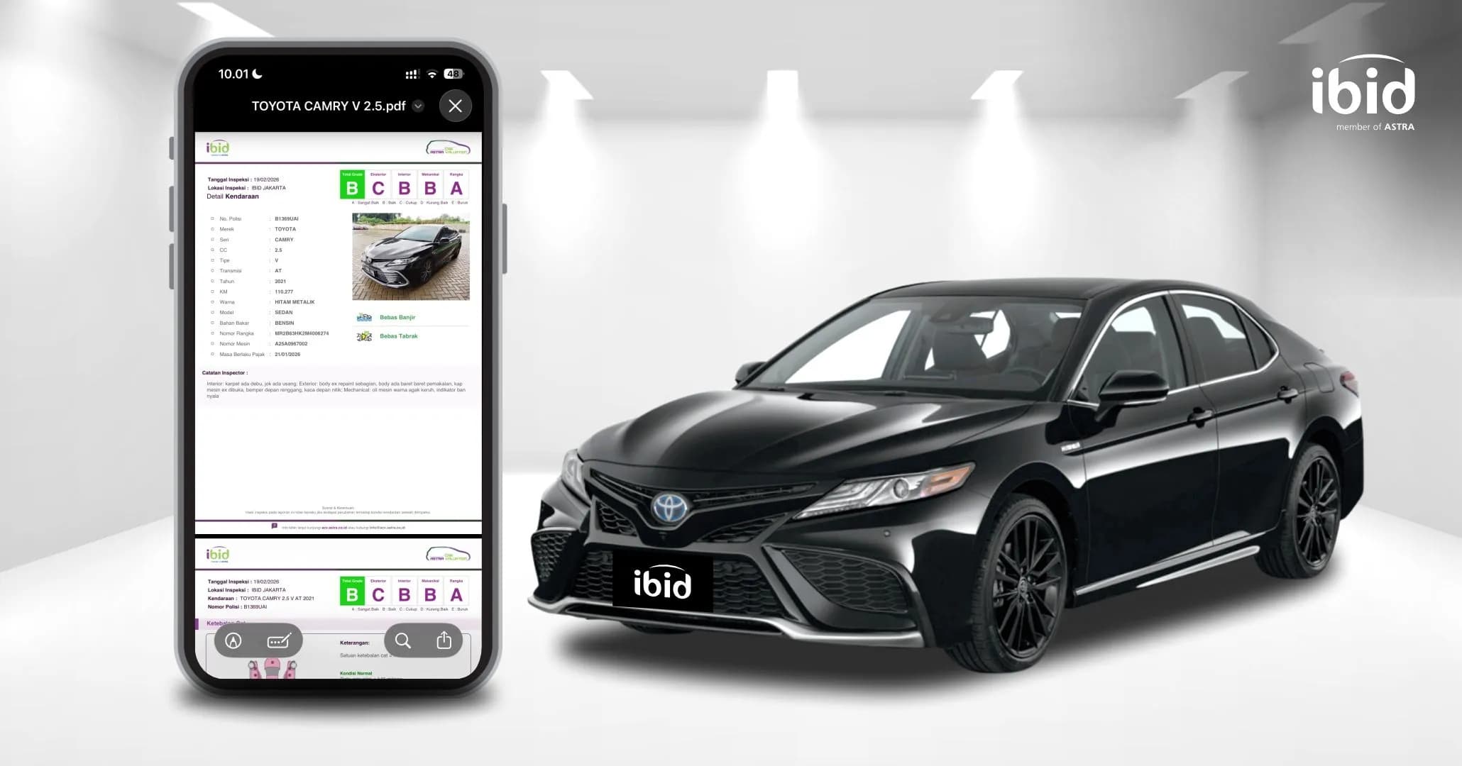 Laporan inspeksi mobil lelang. (PT Balai Lelang Serasi)