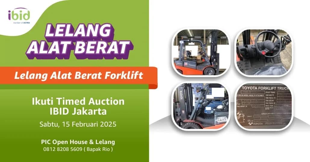 Lelang Forklift Bekas di IBID Jakarta, Mulai Rp91 Juta