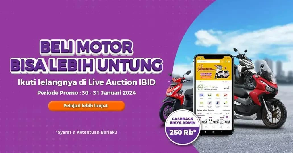 Promo Lelang Motor Bekas di IBID, Ada Cashback Rp250 Ribu!
