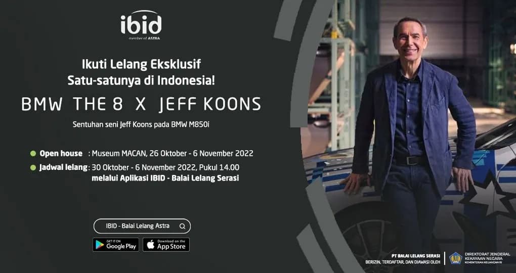 Jadwal Timed Auction BMW The 8 x Jeff Koons IBID Jakarta 30 Oktober 2022 - 6 November 2022