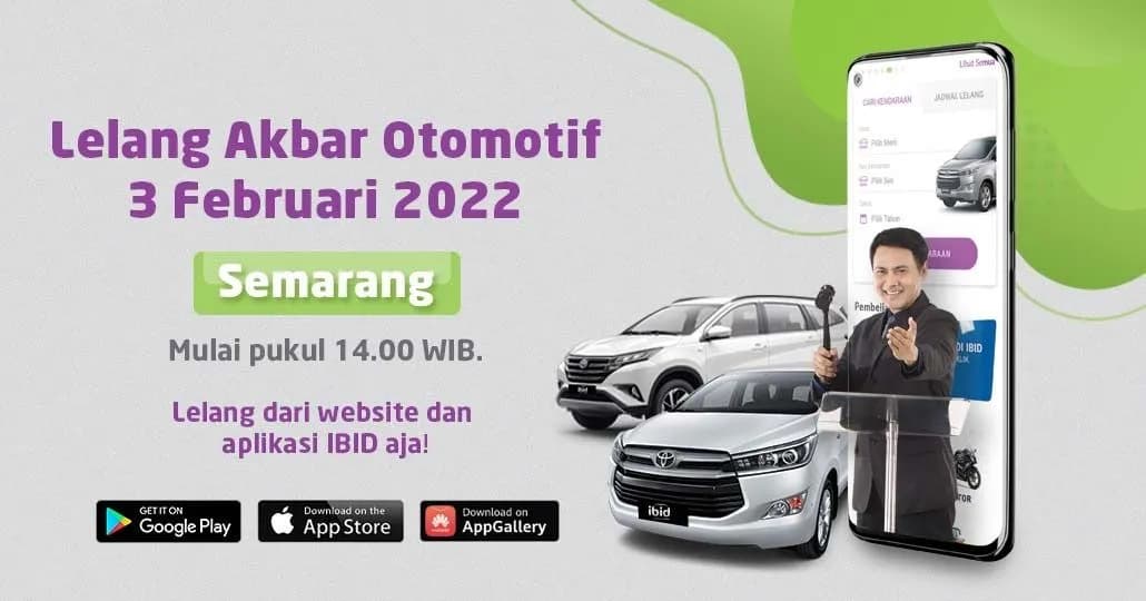 Lelang Akbar Otomotif IBID Semarang Kamis, 3 Februari 2022