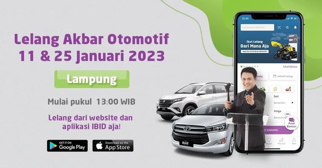 Lelang Akbar Otomotif IBID Lampung 11 & 25 Januari 2023