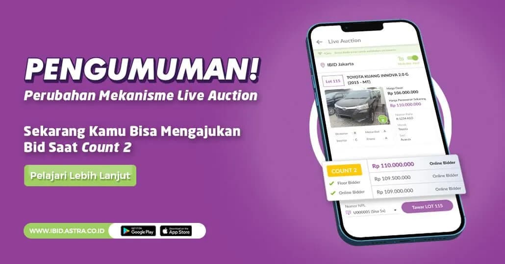Ikut Lelang di IBID, Bisa Tawar Unit Lelang saat Count 2!