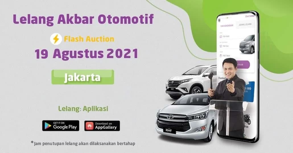 Lelang Akbar Otomotif Flash Auction Perdana IBID Jakarta 19 Agustus 2021