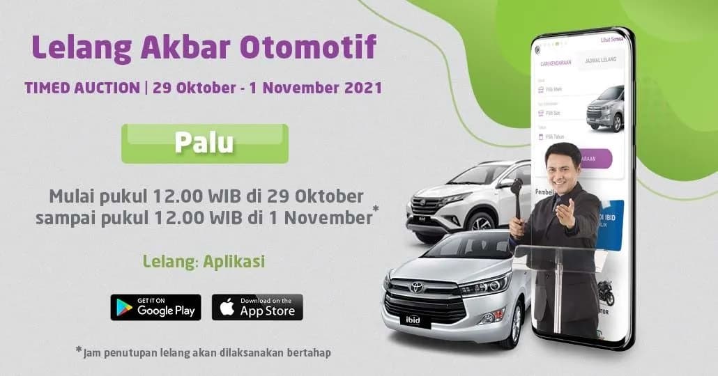 Lelang Akbar Otomotif IBID PALU Timed Auction Mobil Oktober 2021
