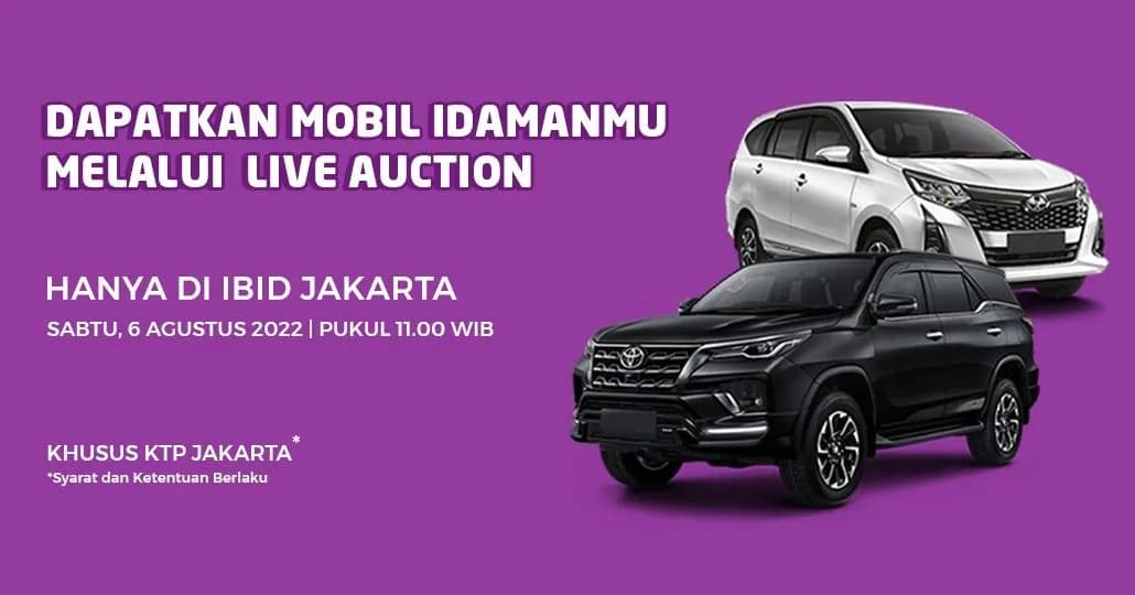 IBID Adakan Lelang Mobil Baru dari Toyota-Astra Motor Mulai dari Rp 90 Juta-an!
