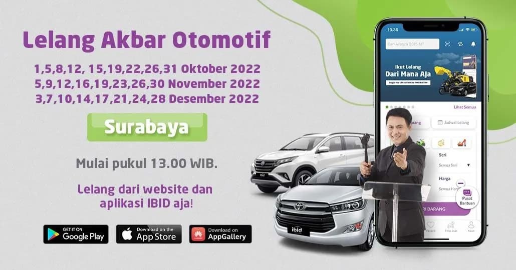 Jadwal Lelang Akbar IBID Surabaya Oktober - Desember 2022