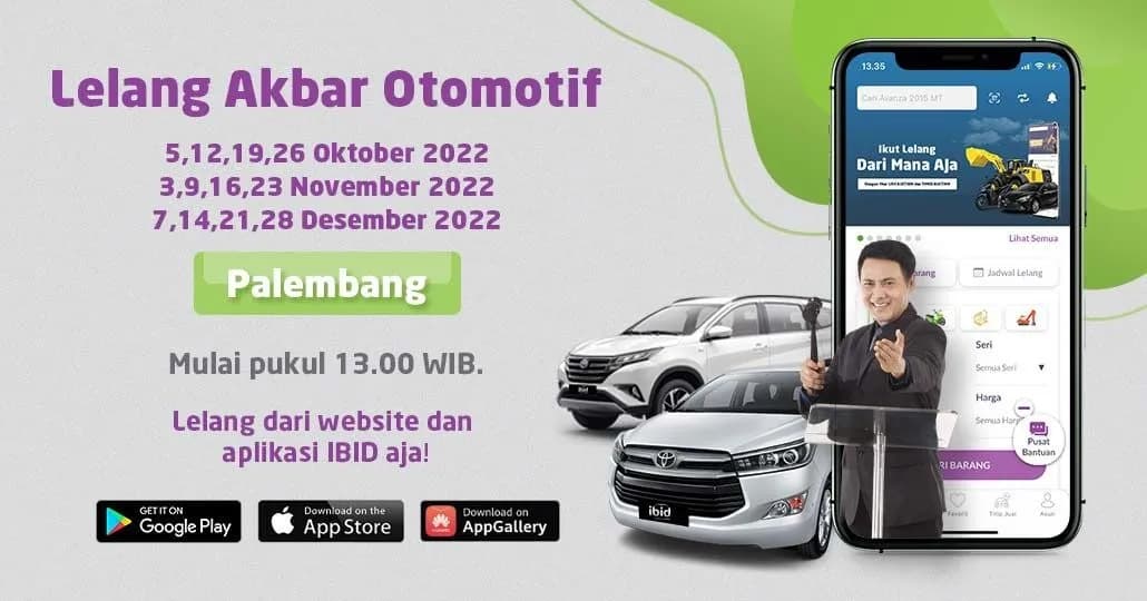 Jadwal Lelang Akbar IBID Palembang Oktober - Desember 2022