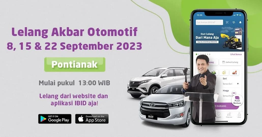 Lelang Akbar Otomotif IBID Pontianak 8, 15 & 22 September 2023