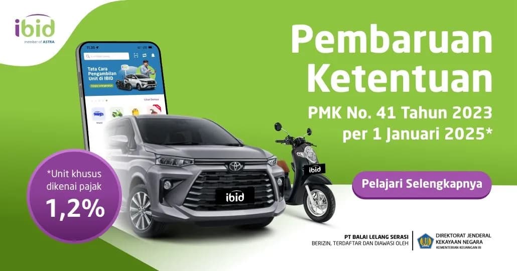 Pajak Unit Lelang Khusus Dipatok 1,2 Persen per Januari 2025