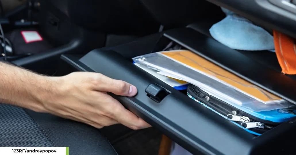 Glovebox mobil. (123RF/andreypopov)