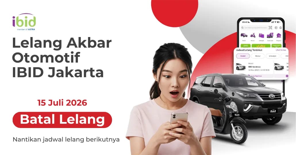 Batal Lelang Akbar Otomotif IBID Jakarta 15 Juli 2026