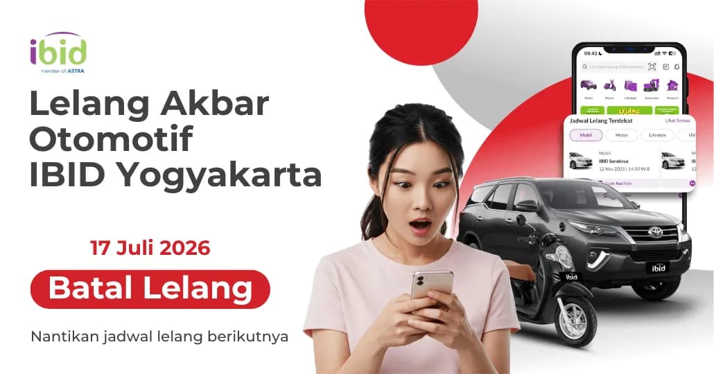Batal Lelang Akbar Otomotif IBID Yogyakarta 17 Juli 2026